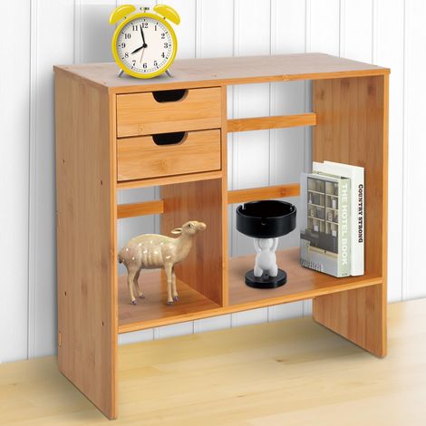 Bücherregal, Schreibtisch, Bibliothek, Aufbewahrungsorganizer, Büro, Küche, Badezimmer, Naturholz aus Bambus (1/5)