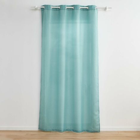 Rideau a oeillets 140 x 280 cm polyester uni+fils metallises zeline Sauge (1/3)