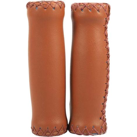 Poignées de Guidon de vélo, guidons de vélo en Cuir Vintage, 1 Paire, poignées de Guidon de vélo en Cuir Artificiel rétro - marron-Fei Yu