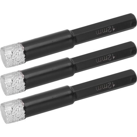 Foret diamanté à manche hexagonal pour carrelage brasé à sec, scie cloche pour marbre et céramique, 12 mm (1/5)