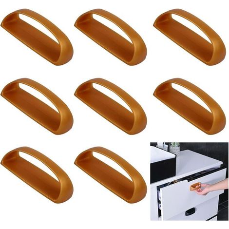 Lot de 8 poignées de tiroir autocollantes - Poignées de porte autocollantes - Poignées de meubles - Sans perçage - Poignées auxiliaires (dorées) (1/5)