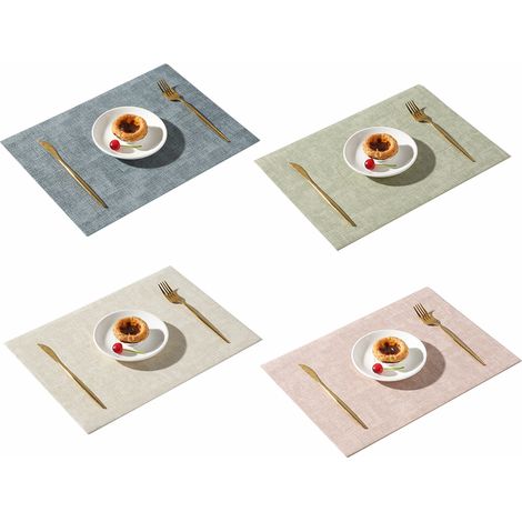 Set De Nappes De Table - 4 Pièces - En Cuir - Résistant À La Chaleur Et Aux Taches - Pour Cuisine Et Salle À Manger (1/5)