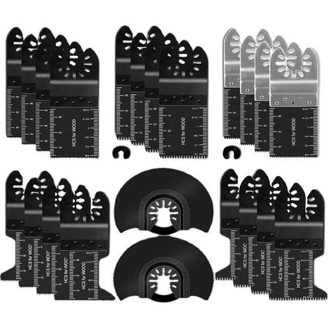 Lot de 24 lames de scie oscillante pour bois, métal, plastique, lames d'outils oscillants compatibles avec DeWalt, Bosch, Milwaukee, Craftsman, Rockwell, Fein, Porter-Cable, Chicago, Ridgid, Makita Ry