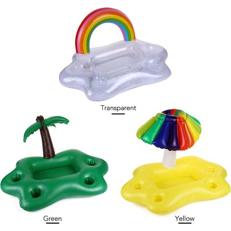 Porte-boissons flottant gonflable avec porte-gobelet et porte-glaçons, plateau repas et rangement pour fête à la piscine (1/5)