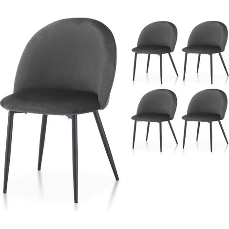 Set di 4 sedie ISALYS in tessuto di velluto grigio scuro