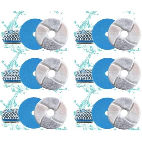 Filtres pour fontaine à eau - Filtre pour fontaine à eau pour chat, lot de 6 filtres de rechange, filtre pour fontaine à eau pour animaux de compagnie, filtre robuste à 5 couches (1/4)