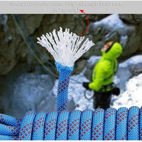 Moschettone di sicurezza statico in poliestere da 10 mm per corda da arrampicata, alpinismo, soccorso per escursionismo, alpinismo e arrampicata, 10 m -Crezuo (1/3)