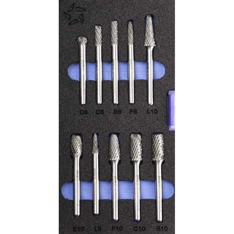 Juego Fresas Set 10 PCS (L-F-B-C-E/D) Rotativas Metal Duro -9201- IZAR (1/4)