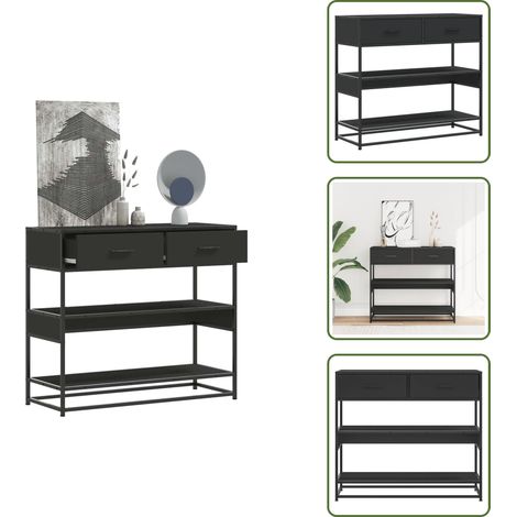 The Living Store Konsolentisch Schwarz 90x35x80 cm Holzwerkstoff - Flurtisch (1/5)