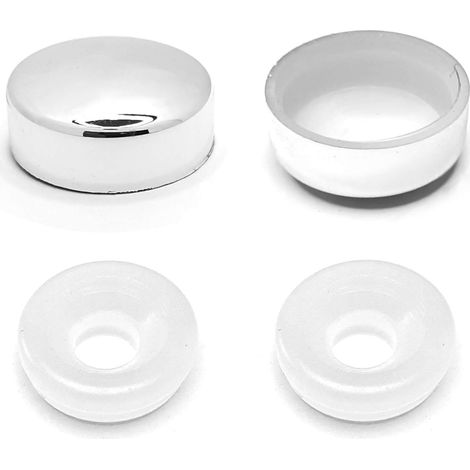Cyclingcolors – Lot de 2 cache vis plastique chromé Ø20mm brillant – Avec rondelle cuvette pour douche et robinet – Masque décoratif miroir
