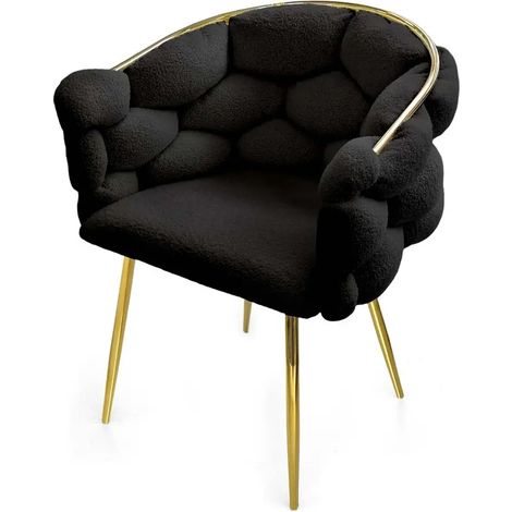 Set de dos poltronas negras con estructura de metal dorado 71x46x82