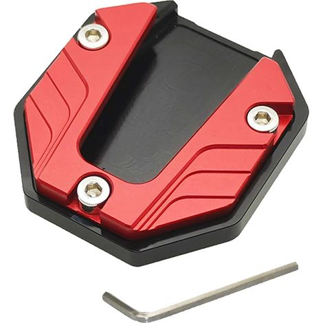 (Rouge) Rallonge de béquille latérale en alliage d'aluminium pour moto et scooter, avec base élargie antidérapante. Accessoires moto maxpower (1/4)