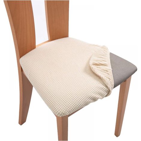 Housse De Siège De Chaise - Élastique En Jacquard Spandex - Pour Chaise À Dossier Bas - Beige - 4 Pièces (1/5)