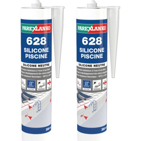 Lot von 2 neutralen Silikondichtungsmitteln PAREXLANKO 628 Silikondichtungsmittel Schwimmbad - Grau - 300ml