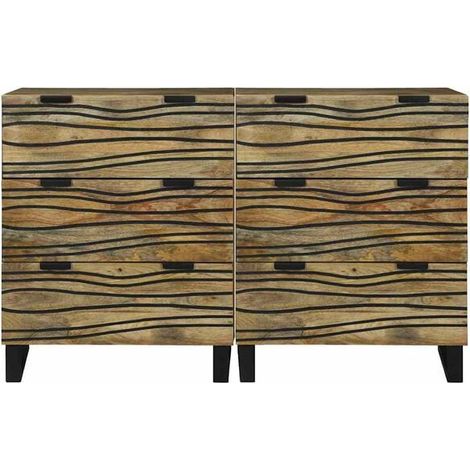 Ensemble Buffet de Style Scandinave en Bois Massif, Meuble TV Bas avec 2 Portes et Étagères Réglables, Rangement Moderne pour Salon ou Entrée, 120 x 33 x 75 cm (1/5)
