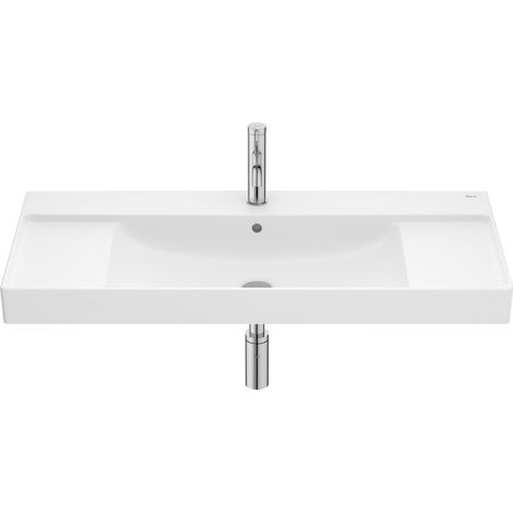 Lavabo mural Ona en Fineceramic centré avec jeu de fixations, 1000x460 mm, blanc mat (1/2)