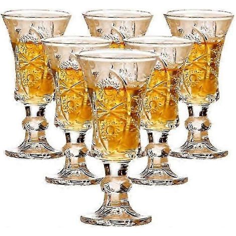 Lot de 6 verres à shot ronds de 45 ml, en verre sans plomb, transparents et à fond épais. (1/5)