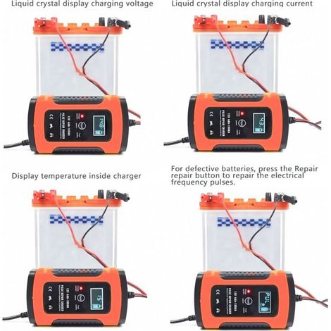 Chargeur de batterie intelligent à impulsion automatique 12 V avec écran LCD pour batteries AGM, gel et plomb-acide humide