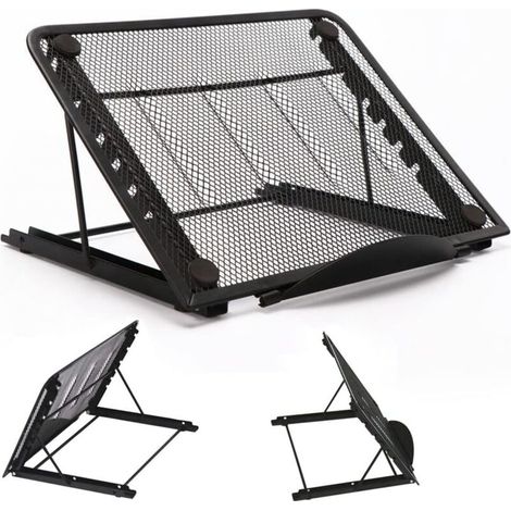 RHG Support pour ordinateur portable pliable en aluminium, support pour ordinateur portable, support pour ordinateur portable ventilé avec coussin en caoutchouc pour tablette, téléphone po (1/5)