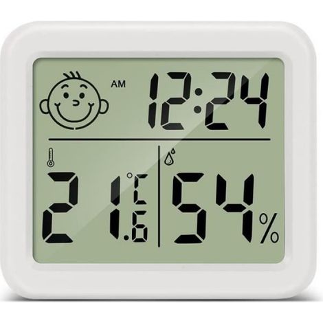 Thermohygrometre - LCD Digital - Affichage Humidite Et Temperature - Alimentation Piles - 7x8 Cm - Sans Fil - 1 Unite (1/4)