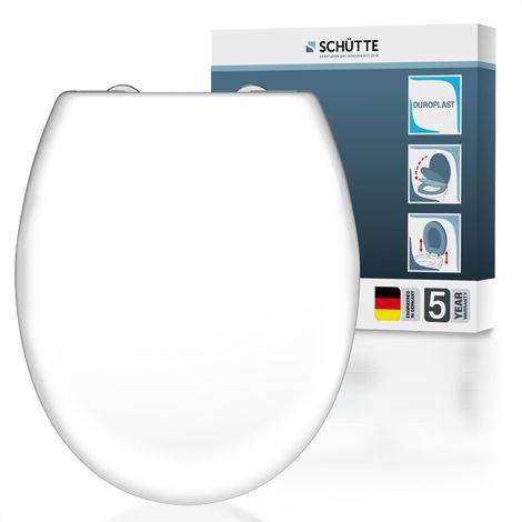 SCHÜTTE Sedile WC con abbassamento automatico, coperchio rimovibile in termoindurente infrangibile, montaggio fai da te con cuscinetti adesivi e stencil, coperchio WC e occhiali, portata fino a 200 kg (1/5)