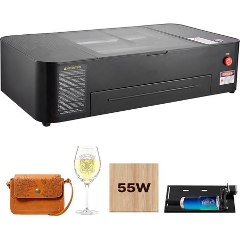 Graveuse laser CO2 55W, 500 x 300 mm, machine de découpe et gravure de bureau avec caméra 16MP, pompe à eau, axe rotatif, compatible LightBurn CorelDRAW RDWorks, pour bois acrylique verre (1/5)