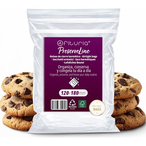 Sachets ZIP Transparents 120x180 mm avec Fermeture Hermétique, Sacs Zip pour Aliments, Snacks, Congélation et Organisation de Cuisine et de Voyage (100 Sachets) (1/5)