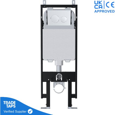 Wall Hung Toilet Concealed Cistern with VIVA Slim Frame Dual Flush Adjustable 1.14-1.35m & Gloss White Flush Plate