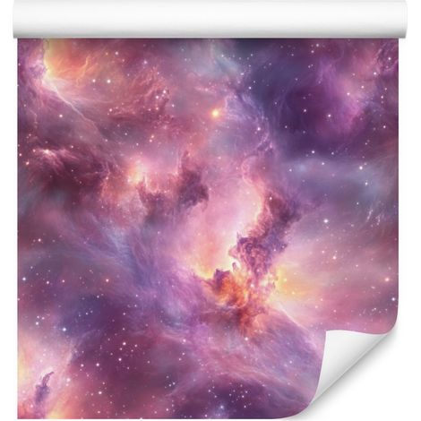 Papel pintado de galaxia acuarela morada para salón y dormitorio, 50x1000 cm (1/5)