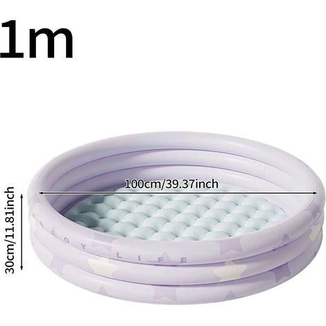 Piscine gonflable (100 cm), pliable, piscine en PVC à fond épais et à bulles, portable. (1/5)