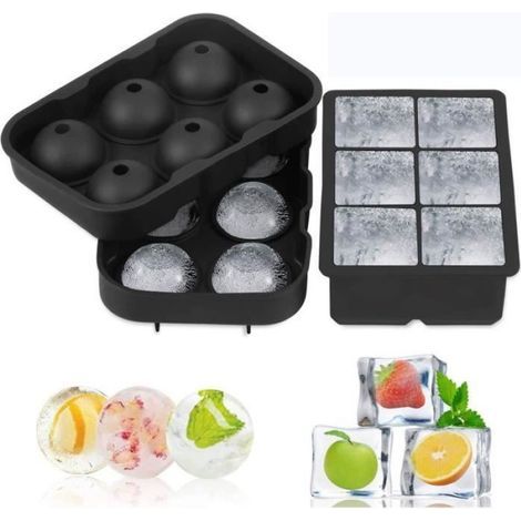 Eiswürfelform, 2er-Set Silikon-Eiswürfelformen, runde Eiswürfelformen, geeignet für Cocktails, Whisky und Fruchtsaft (1/5)