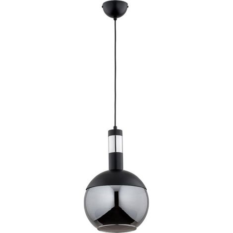 Lampada sospensione nera sfera vetro Alfa Bolso E27