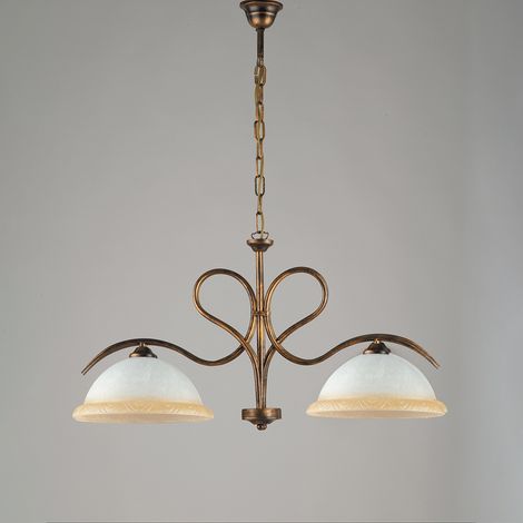 Lampadario a sospensione Bonetti Illumina Miranda 2 luci marrone/oro (1/2)