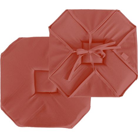 Homemaison – Galette de chaise 40x40 cm – Polyester 120 g/m² – Épaisseur 2.5 cm – Fixation par 4 rabats – Coloris terre cuite