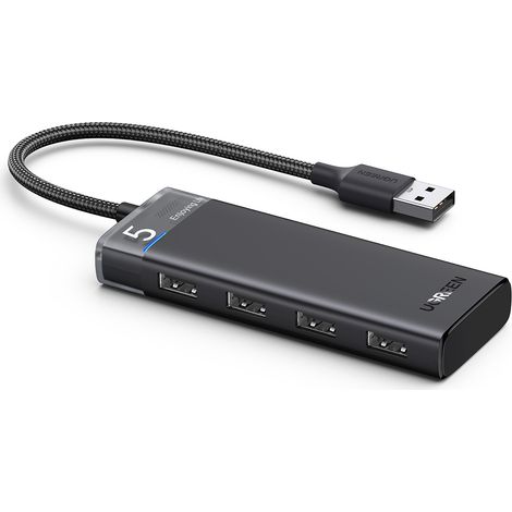 Adattatore HUB splitter porta 4x USB-A 3.0 e cavo di alimentazione USB-A nero (1/5)