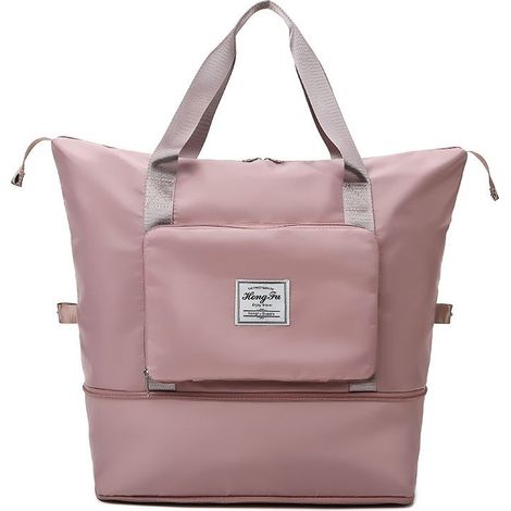 Sac à main pliable, sac de voyage, sac de yoga et de sport, bandoulière spacieuse, rose — (1/5)