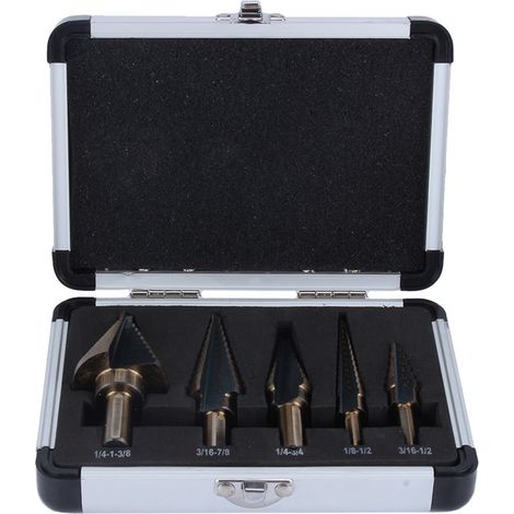 SJLERST 5Pcs HSS Forets étagé Mèche conique Trépan à redan kit Outil électrique avec Boîte range (1/5)
