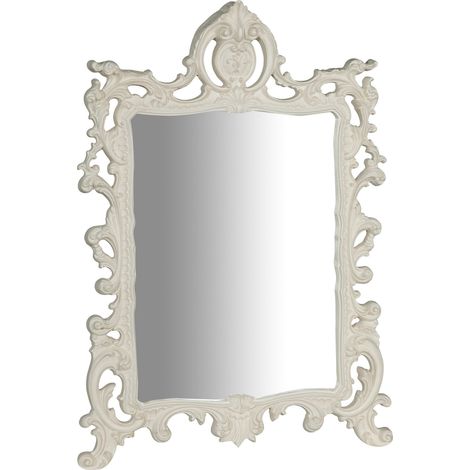 Miroir Mural à accrocher  BLANC ANTIQUE EN BOIS FABRIQUÉ EN ITALIE