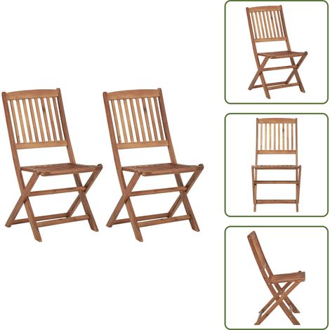 The Living Store Sillas plegables de jardín 2 unidades madera maciza de acacia - Sillas plegables