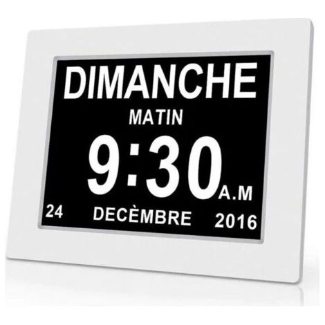 Horloge calendrier numérique One Piece 7 pouces avec date et heure, horloge Alzheimer pour parents, rappel de médicaments pour grands-parents et enfants - Blanc - 20414324mm (1/5)