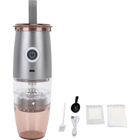 Moulin à café électrique portable à meules entièrement automatique, petit moulin à café électrique pour le bureau, les voyages, la randonnée, le camping et les réunions. (1/5)