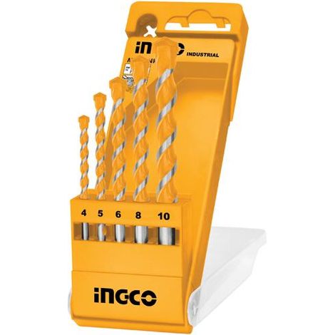 Ingco - Assortimento punte per muro 5pz  4/10mm PUNTA muro granito cemento