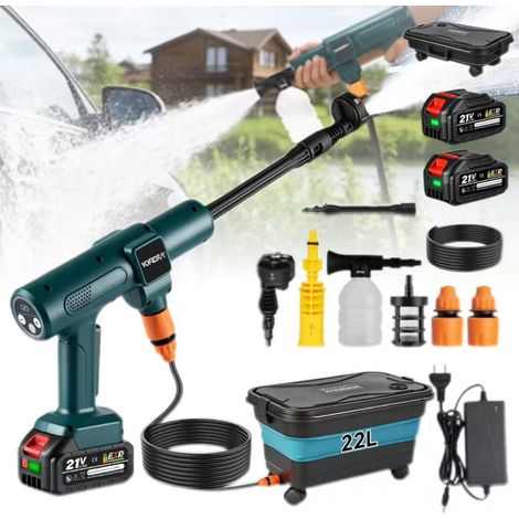 Nettoyeur haute pression 200 bars, pistolet de pulvérisation électrique, 3500 W, avec seau pliable, outil de jardinage multifonctionnel, 2 batteries (1/5)
