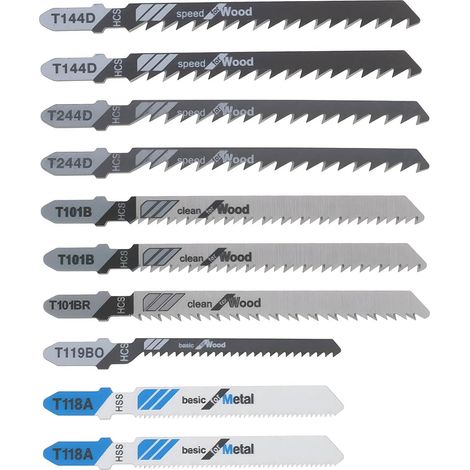 T144D T244D T101B T118A-76 T101BR T119BO Jigsaw Blades with T-Shank for 3-30mm Thick Wood 1-3mm Thick Metal 1-3mm Thick (Pack of 10) (1/5)