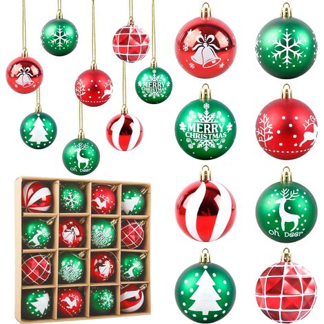 Palline Natale Non Rompibili Set 16 Pezzi 6cm Rosse Verdi (1/5)