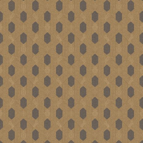 Tapisserie pois marron sur fond doré Papier peint vintage pour cuisine Papier peint intissé facile à poser pour entrée (1/5)
