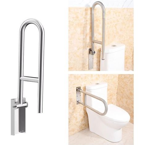 Klappbarer Haltegriff für die Toilette – Aluminiumlegierung – Rutschfest – Einfache Montage – Abmessungen: 60,5 x 20 x 6 cm (1/5)
