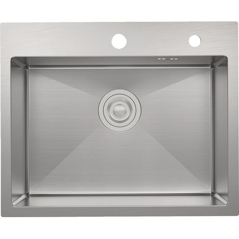 Fregadero de cocina, acero inoxidable 304, resistente a los arañazos, 55 x 45 cm (1/2)