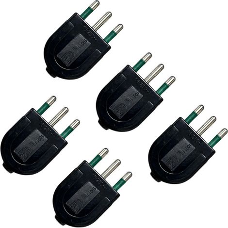 gloca 5x Spina Volante 16A 2P+T Nera Maschio Standard Italiano 250V