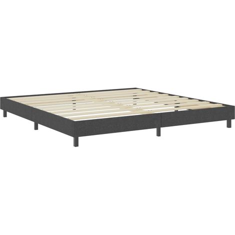 Sommier à lattes sur pieds cadre de lit 200 x 200 cm tissu gris TDL0208027